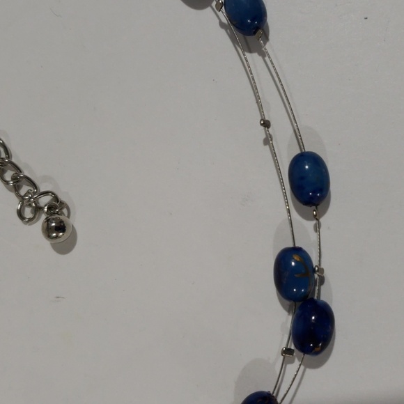 Chico's Silver tone Layered Blue Beaded Illusion Necklace Women' Fashion Jewelry - Picture 4 of 8